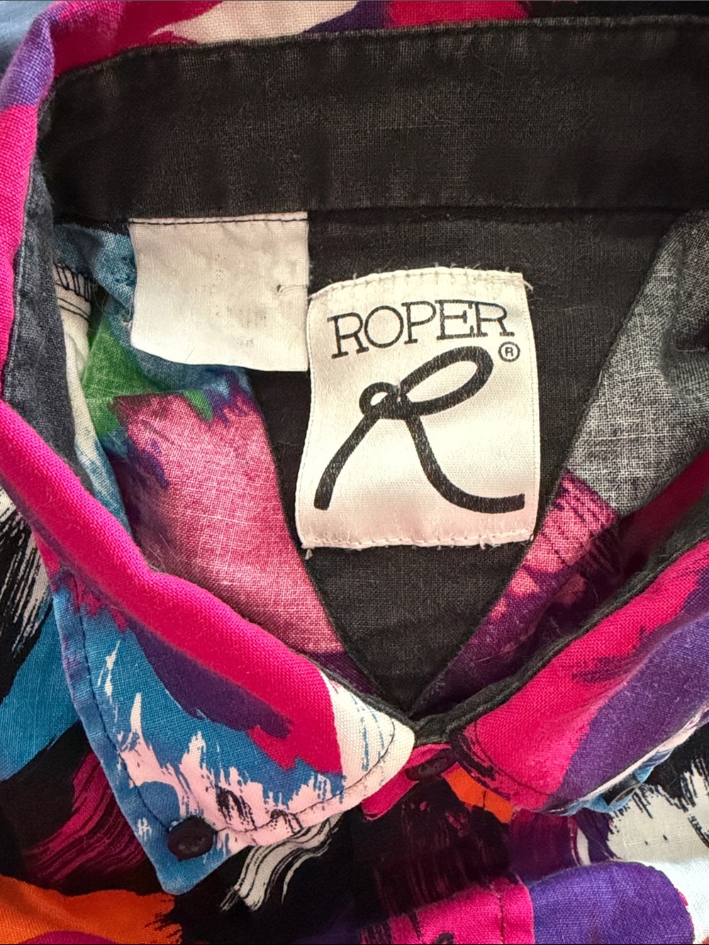 Vintage Roper multicolored neon "brushstroke" long sleeve western button down - Picture 8 of 8